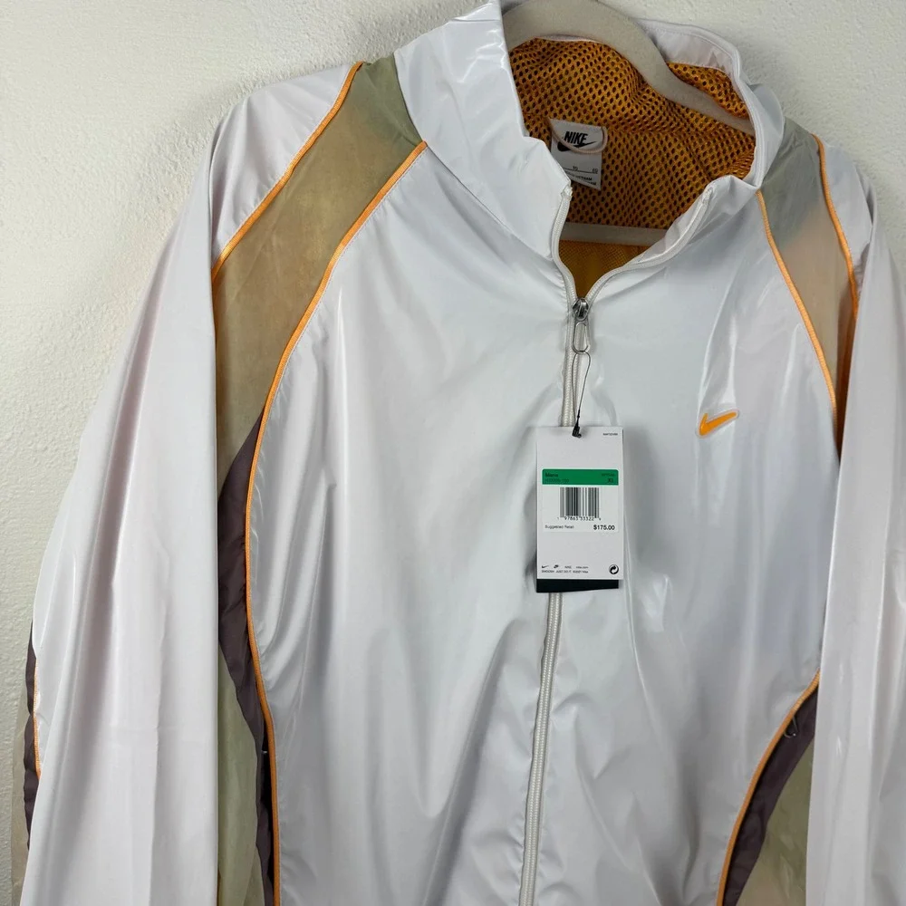 Nike Men's White Orange Sportswear Track Jacket Full Zip‎ Lightweight XL HJ3290